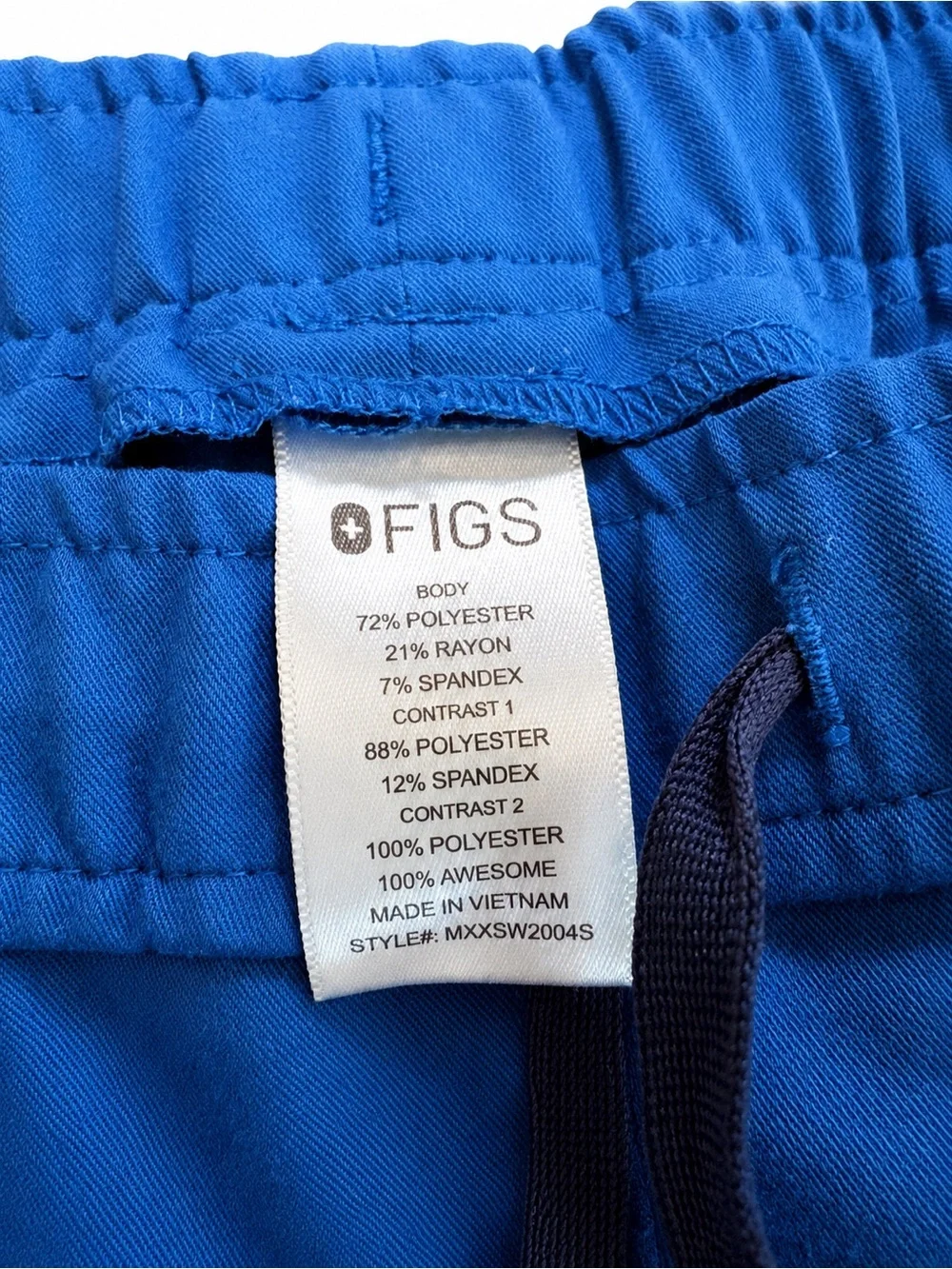 FIGS Tansen Jogger Scrub Pants Mens Large Short Royal Blue L/S